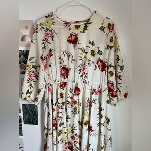 Floral Print Dress with Puff Sleeves